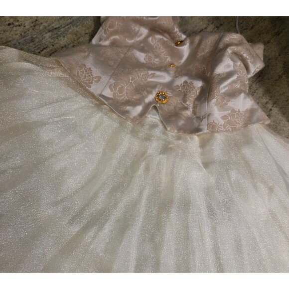 New! Te Rez New York Vintage Champagne Brocade Tull Formal Dress Size 10 Halter - Picture 7 of 16
